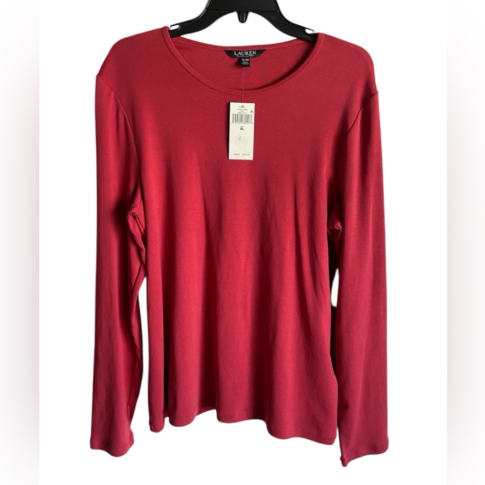 Lauren XL long sleeve Tshirt Women’s Bright Clay New With Tags